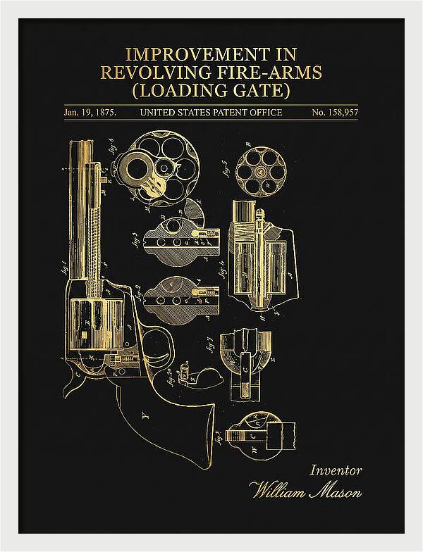 Single Action Revolver Loading Gate Colt Gold Patent Us158957