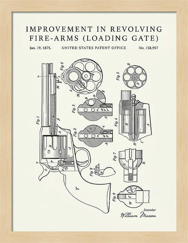 Single Action Revolver Loading Gate Colt Minimalist Patent Us158957