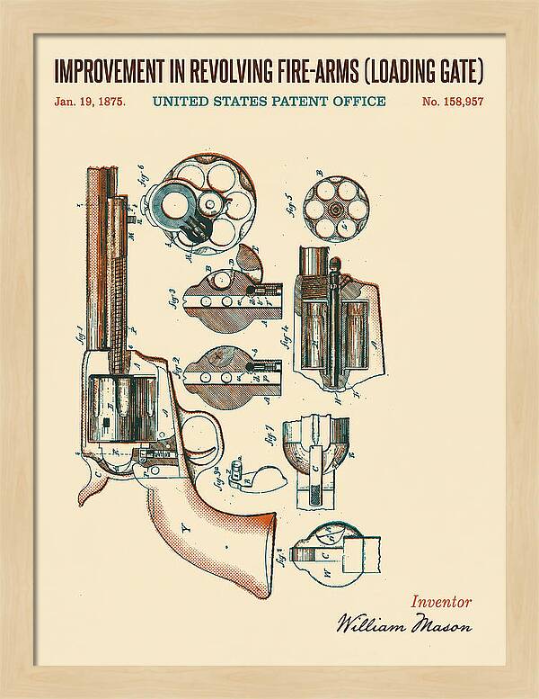 Single Action Revolver Loading Gate Colt Retro Patent Us158957