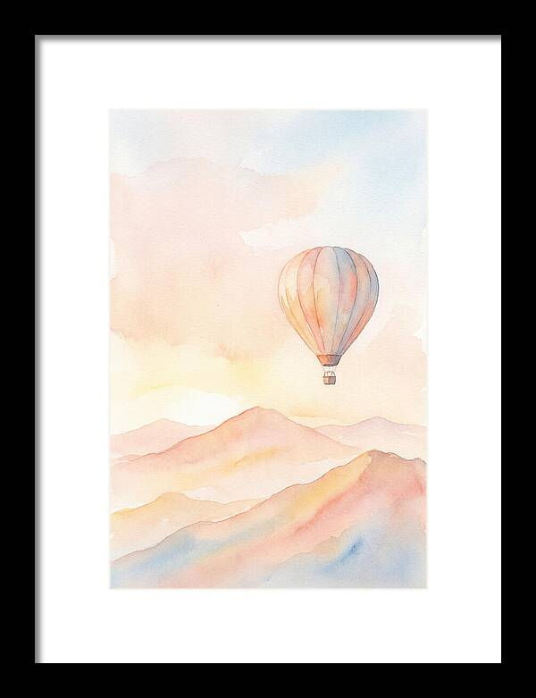 Single Hot Air Balloon Over Mountains