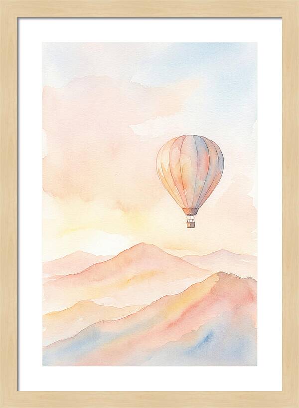 Single Hot Air Balloon Over Mountains
