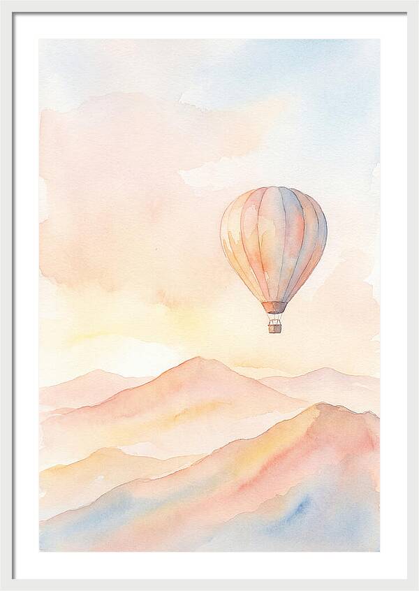 Single Hot Air Balloon Over Mountains