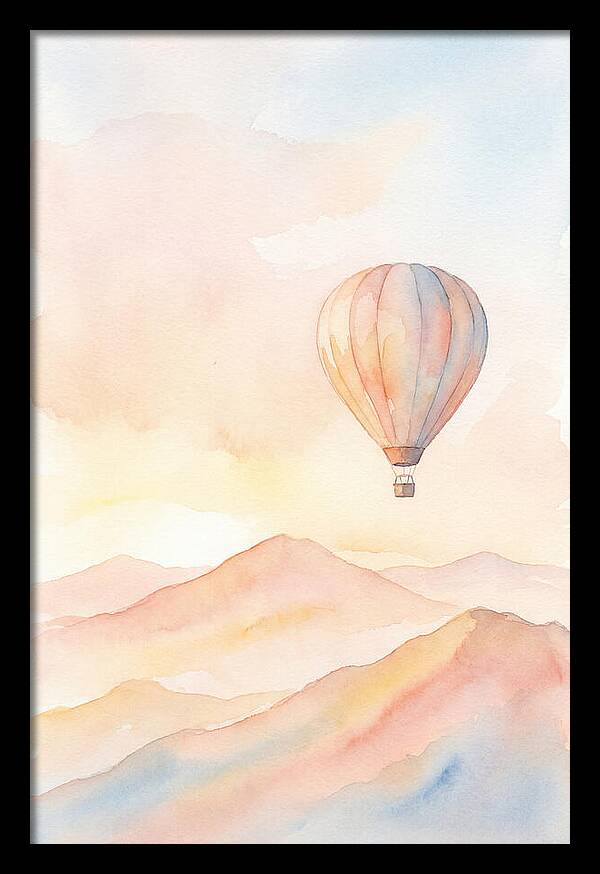 Single Hot Air Balloon Over Mountains