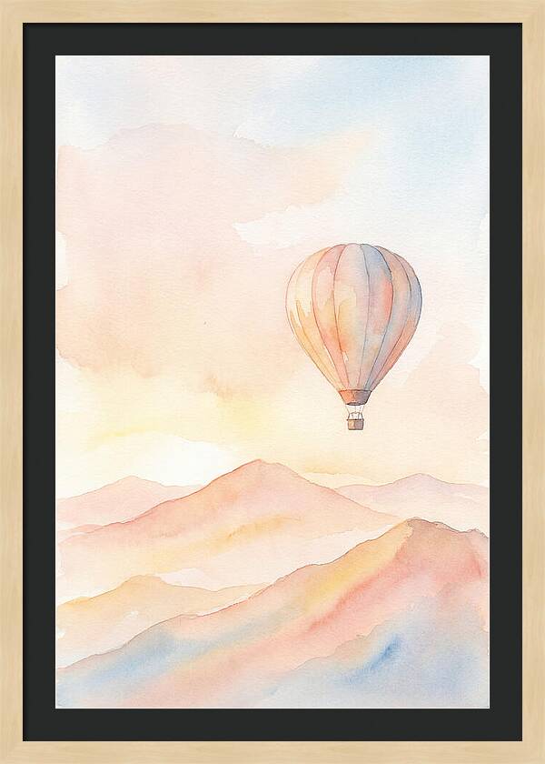 Single Hot Air Balloon Over Mountains