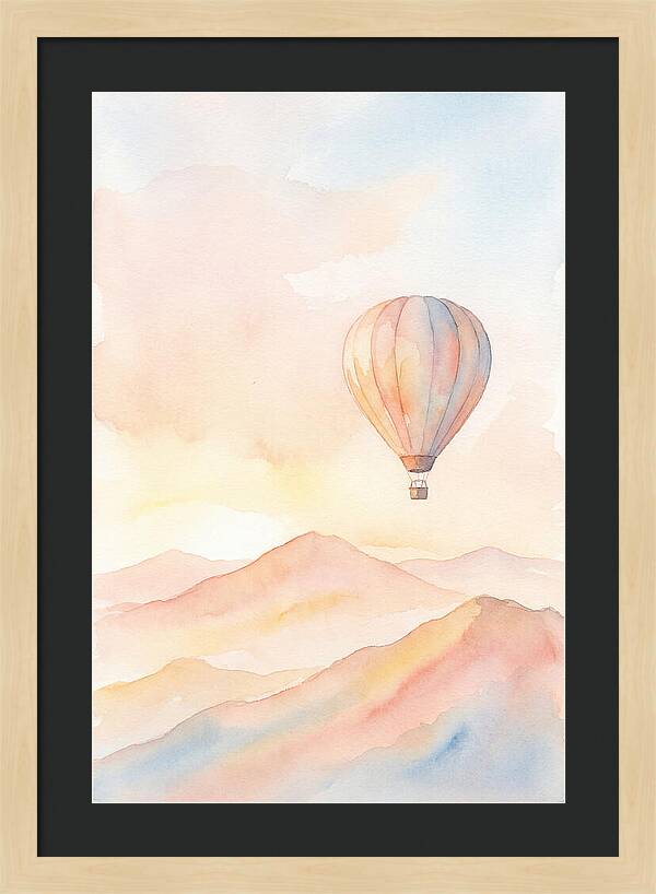 Single Hot Air Balloon Over Mountains
