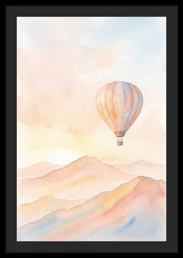 Single Hot Air Balloon Over Mountains