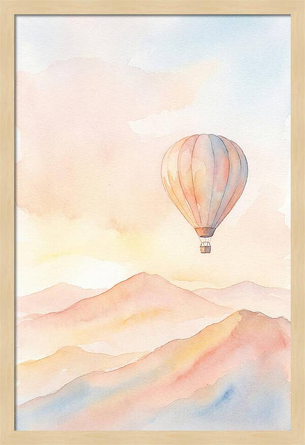 Single Hot Air Balloon Over Mountains