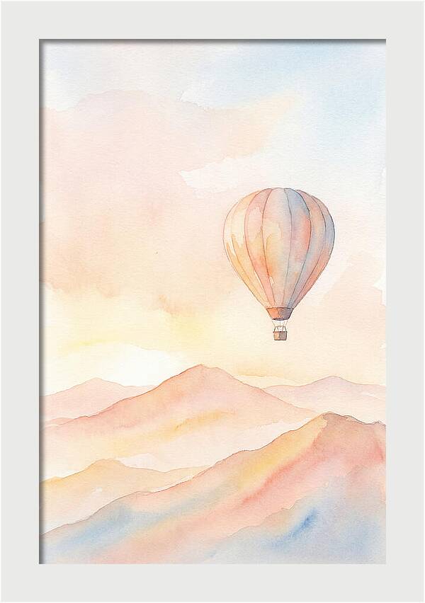 Single Hot Air Balloon Over Mountains