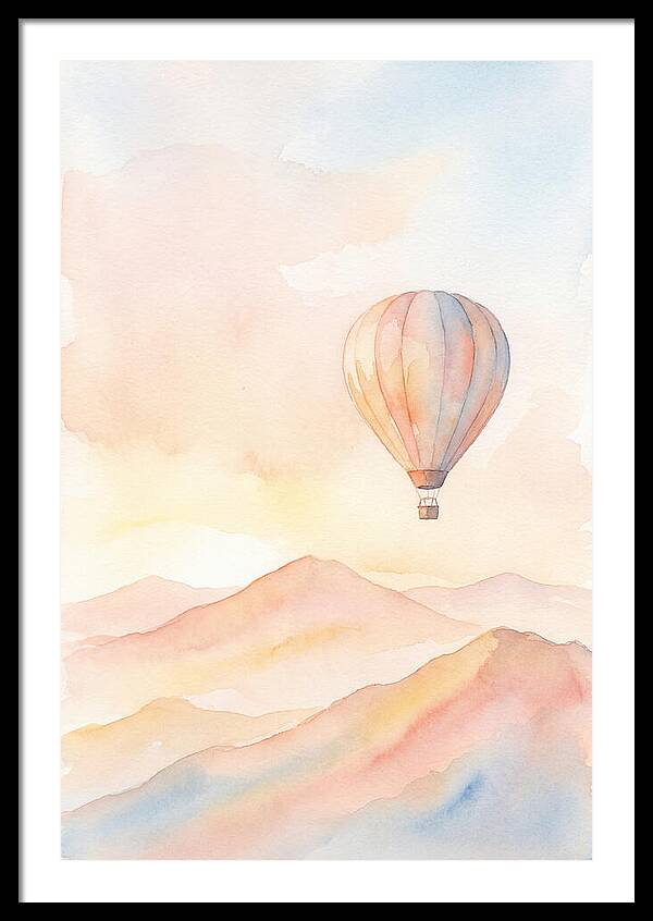Single Hot Air Balloon Over Mountains