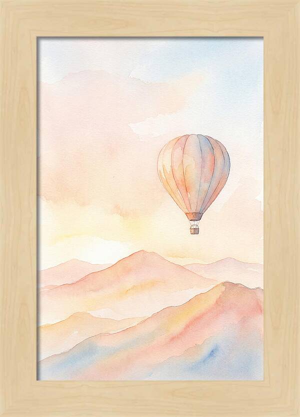 Single Hot Air Balloon Over Mountains