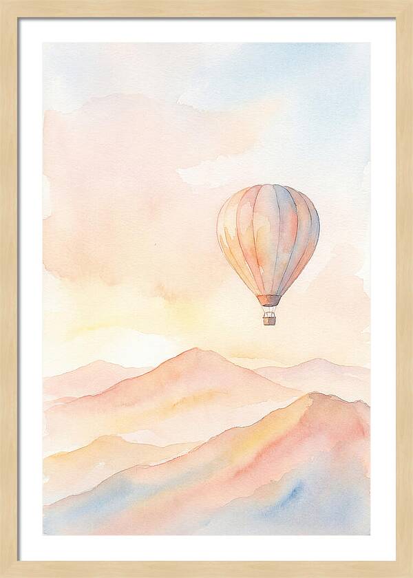 Single Hot Air Balloon Over Mountains