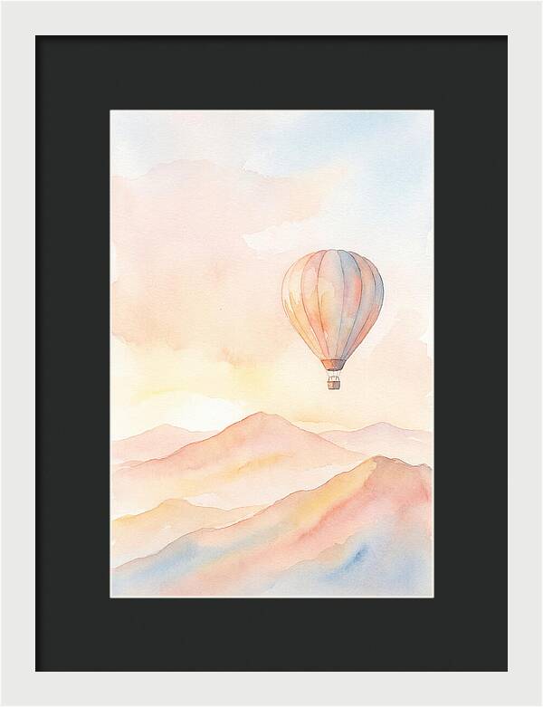 Single Hot Air Balloon Over Mountains