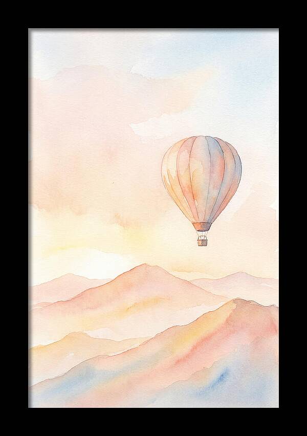 Single Hot Air Balloon Over Mountains
