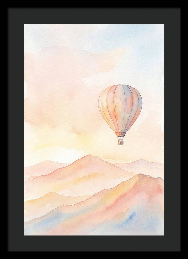 Single Hot Air Balloon Over Mountains
