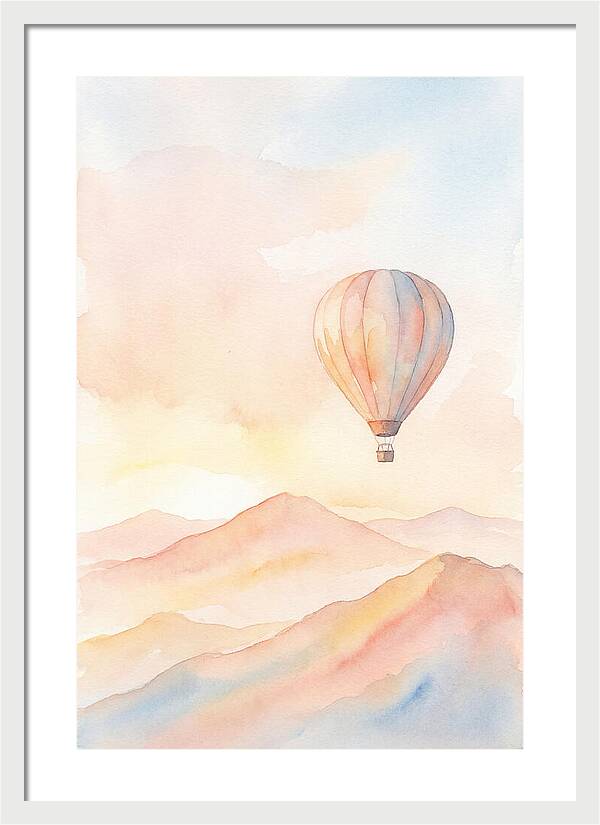 Single Hot Air Balloon Over Mountains
