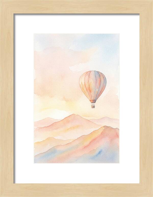 Single Hot Air Balloon Over Mountains