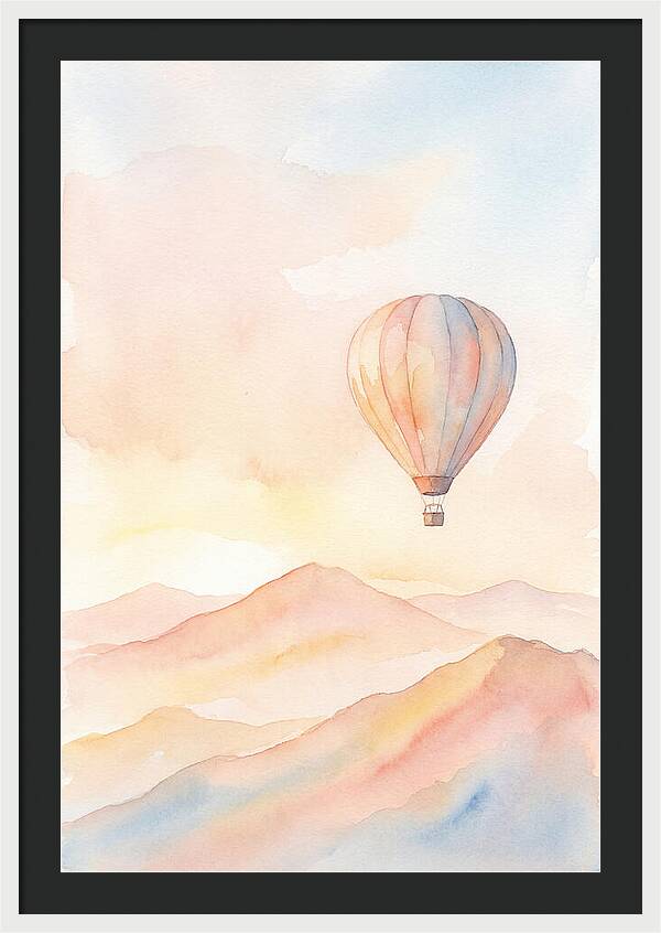 Single Hot Air Balloon Over Mountains