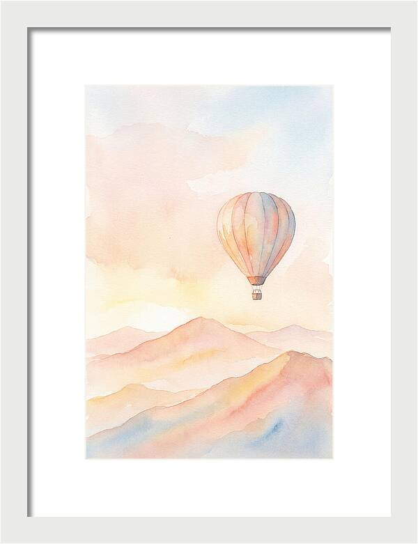 Single Hot Air Balloon Over Mountains