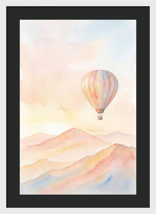 Single Hot Air Balloon Over Mountains