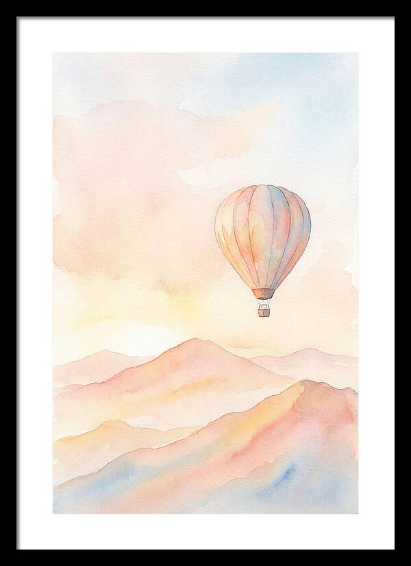 Single Hot Air Balloon Over Mountains