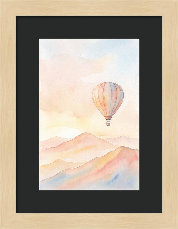 Single Hot Air Balloon Over Mountains