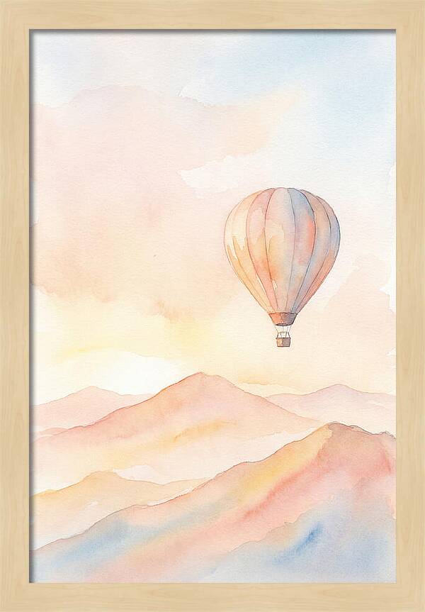 Single Hot Air Balloon Over Mountains