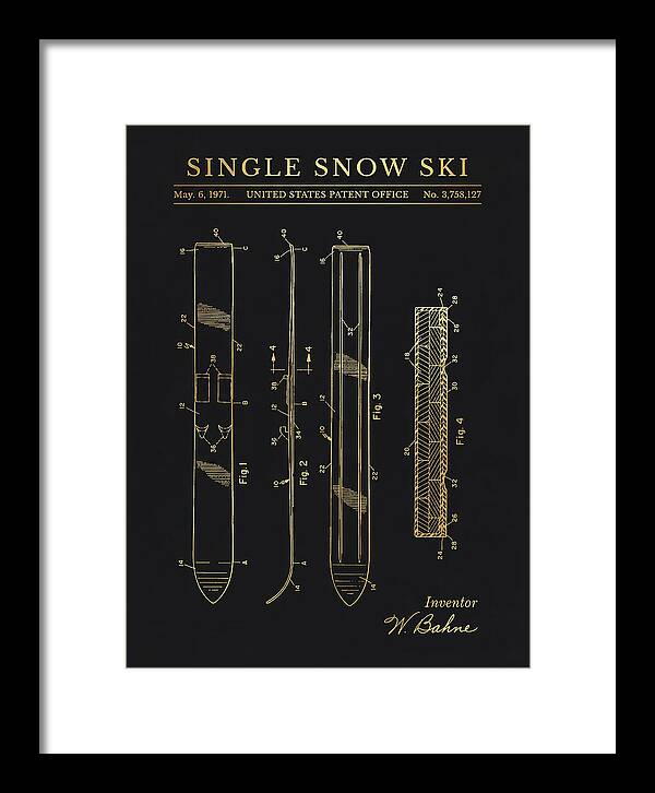 Single Snow Ski Gold Patent Us3758127a