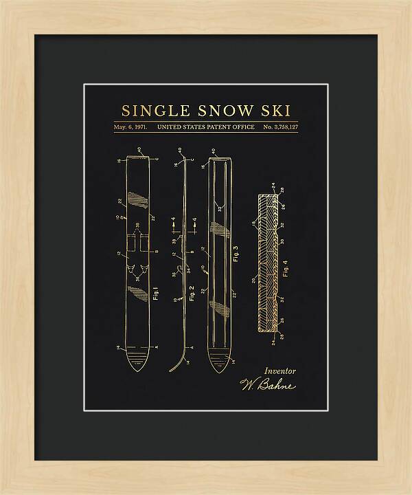 Single Snow Ski Gold Patent Us3758127a