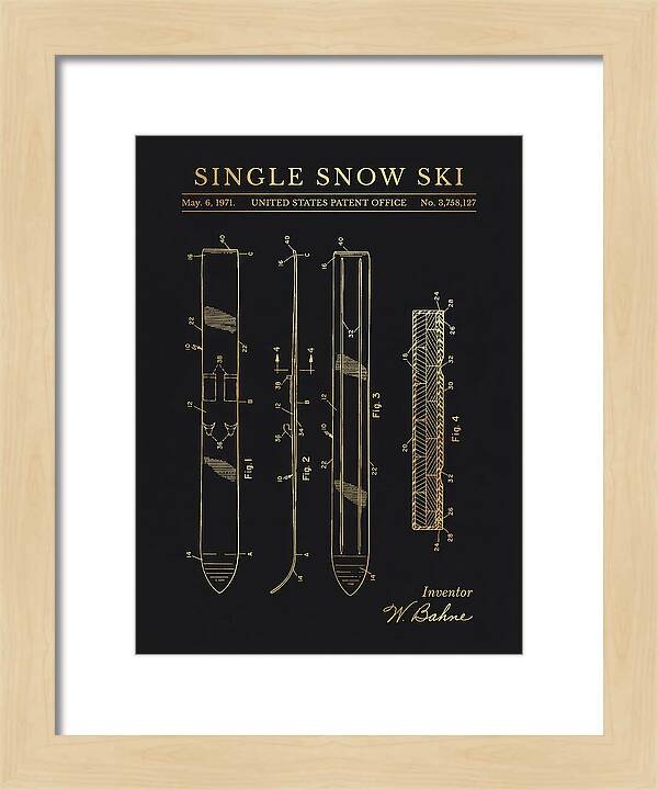 Single Snow Ski Gold Patent Us3758127a