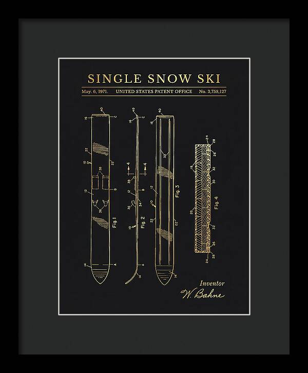 Single Snow Ski Gold Patent Us3758127a