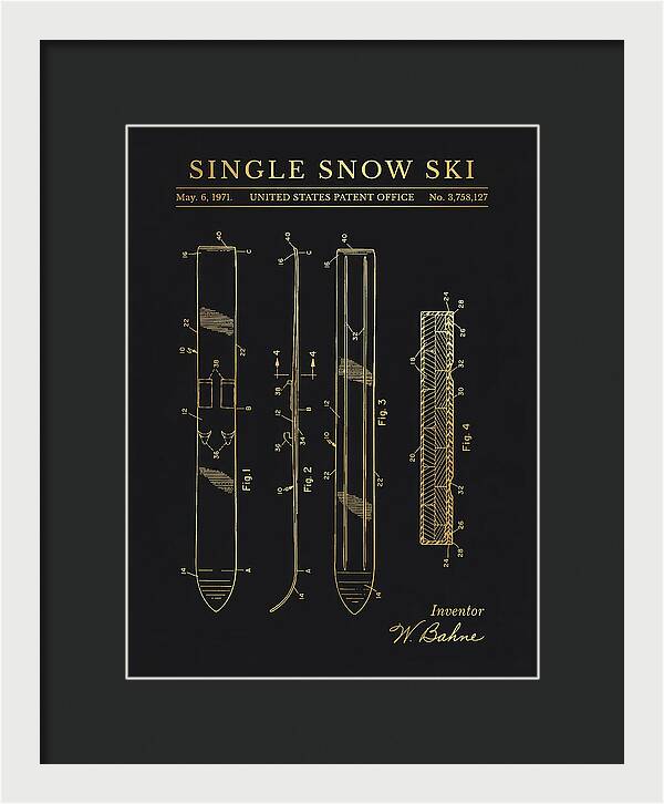 Single Snow Ski Gold Patent Us3758127a