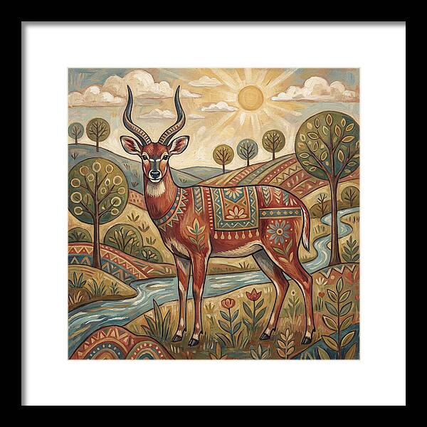 Sitatunga In Folk Art Style