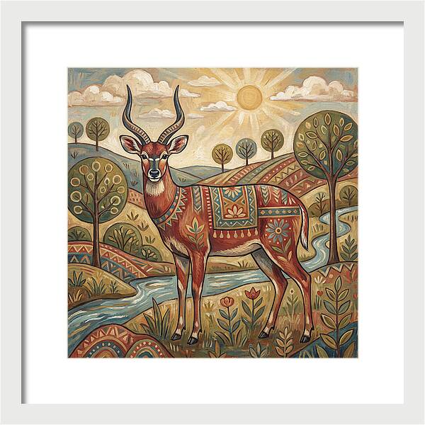 Sitatunga In Folk Art Style