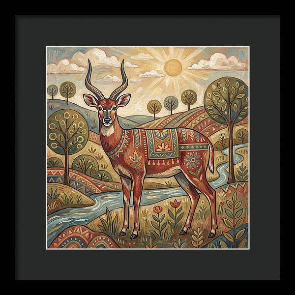 Sitatunga In Folk Art Style
