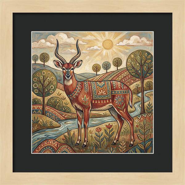 Sitatunga In Folk Art Style
