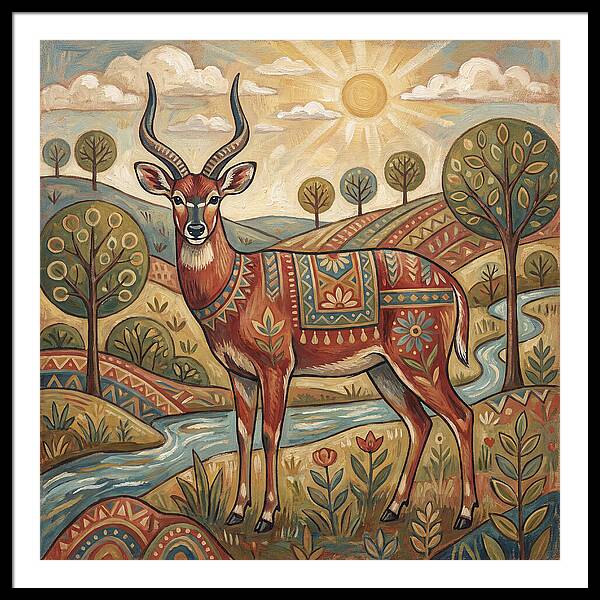 Sitatunga In Folk Art Style