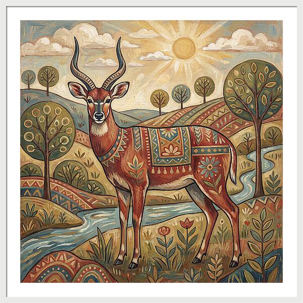 Sitatunga In Folk Art Style
