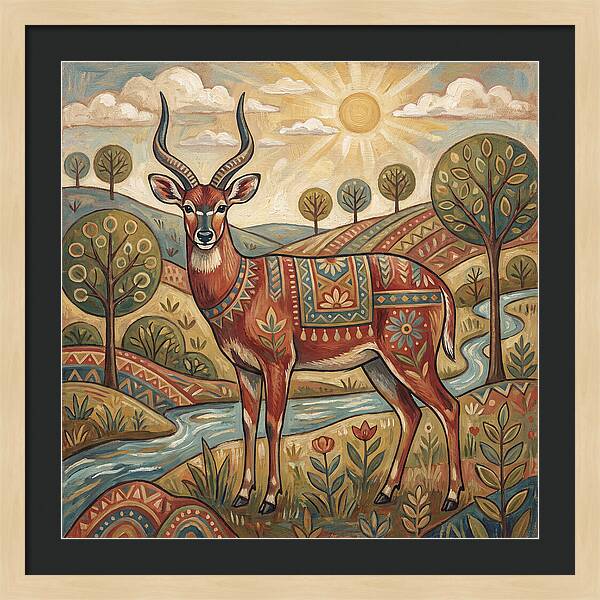 Sitatunga In Folk Art Style