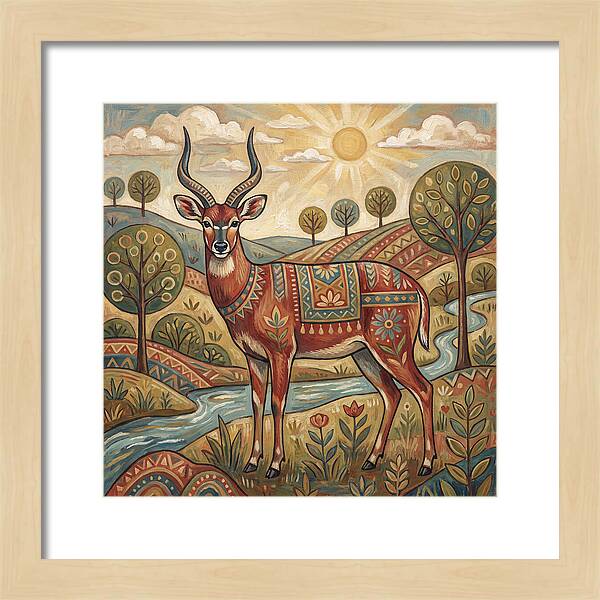 Sitatunga In Folk Art Style