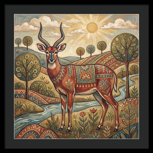 Sitatunga In Folk Art Style