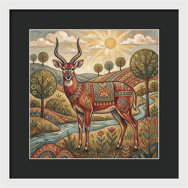 Sitatunga In Folk Art Style