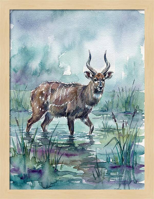 Sitatunga In Serene Waters