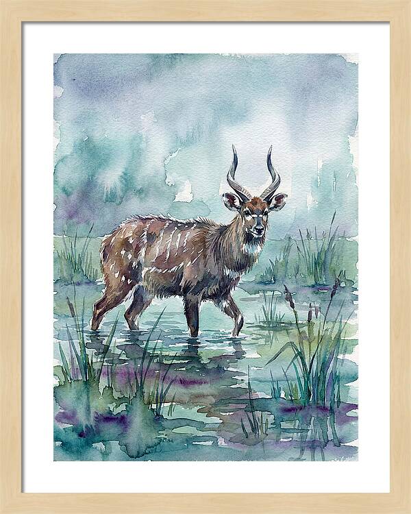 Sitatunga In Serene Waters