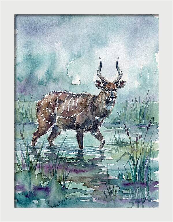 Sitatunga In Serene Waters