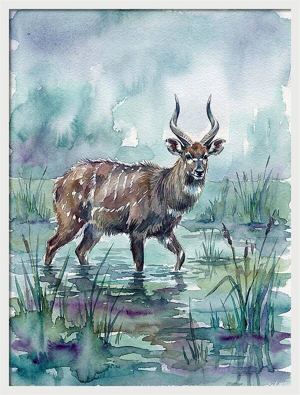 Sitatunga In Serene Waters