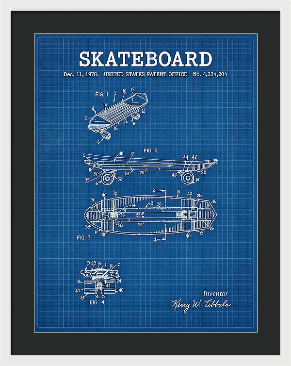 Skateboard Blueprint Patent Us4234204a
