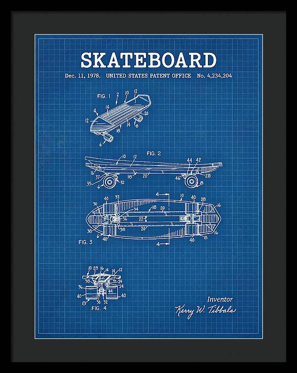 Skateboard Blueprint Patent Us4234204a