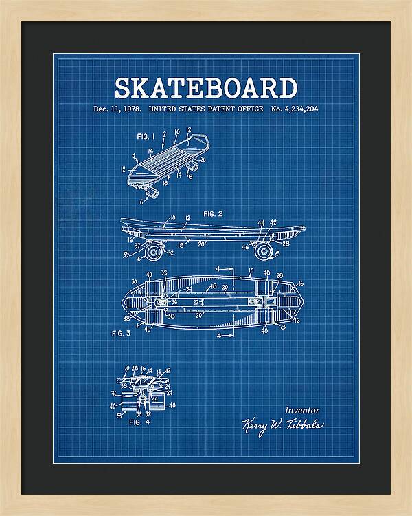Skateboard Blueprint Patent Us4234204a
