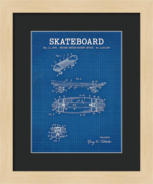 Skateboard Blueprint Patent Us4234204a