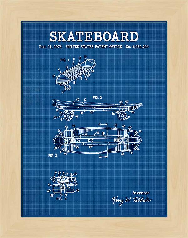 Skateboard Blueprint Patent Us4234204a